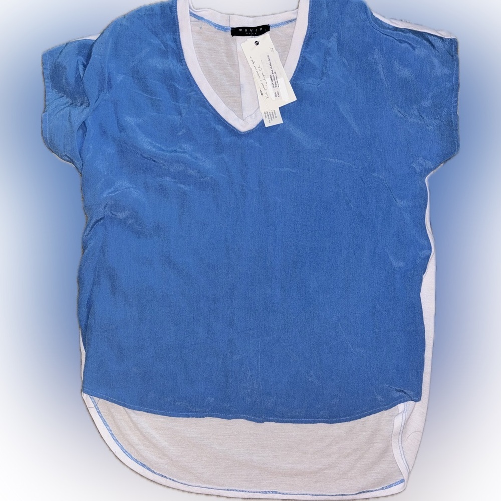 Maven West Blue and White Short Sleeve Tees